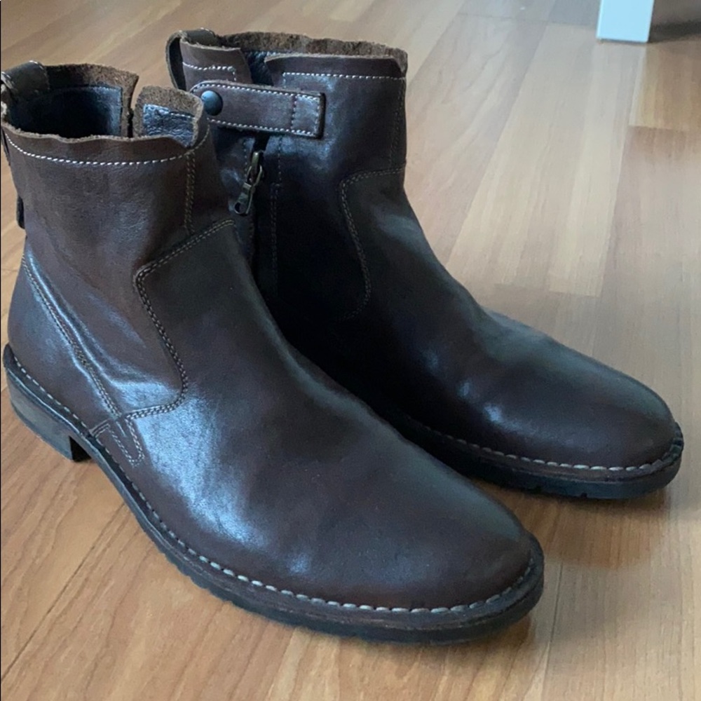 John Varvatos Brown Moto Boots